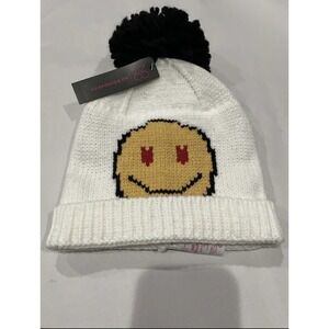 New  No Boundaries Knit Winter Beanie Hat Smiley Face  Stocking Cap